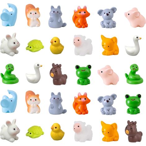 Juego de 30 mini animales de resina para decoración de interiores, micropaisajes (15 estilos) (1/4)