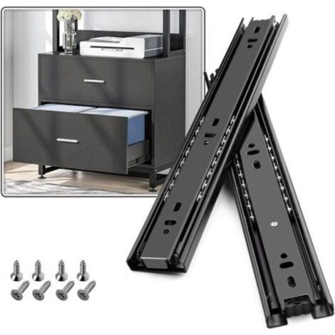 Guía para cajones con amortiguador de cierre suave, capacidad de carga de 45 kg, con rodamientos de bolas, 200, 250, 300, 350, 400, 450, 500, 550, 600 mm, extensión total, montaje lateral. (1/5)
