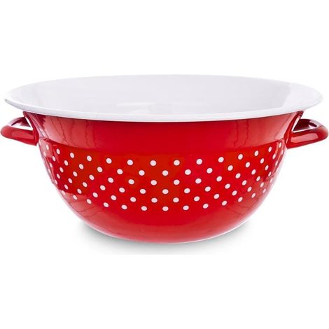 Bol de cocina Tecka esmaltado en rojo con lunares, 26 cm, 2,5 l (1/2)