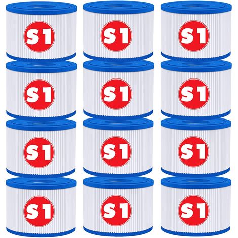 Lot de12 S1 Filtre pour Spa, 10.6cm x 4.5cm x 7cm,S1 Filtre Cartouche Piscine Filtrantes,Cartouche S1 Filtrante-Compatible avec Intex 29001E Spa,Cartouche Filtre Spa pour Intex S1 Reutilisable