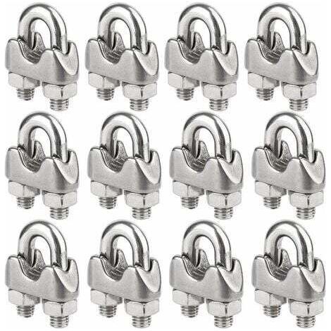 Lot de 12 Serre-câbles étrie Acier Inoxydable pour Câble Métallique de 5mm Diamètre(M5) (1/5)