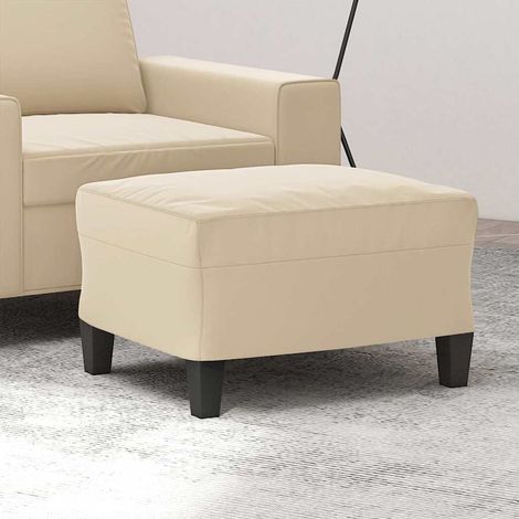 Repose-Pieds pour Salon ou Chambre - Tabouret Pouf Crème 60x50x41 cm Tissu microfibre BV522506 - BonneVie (1/5)