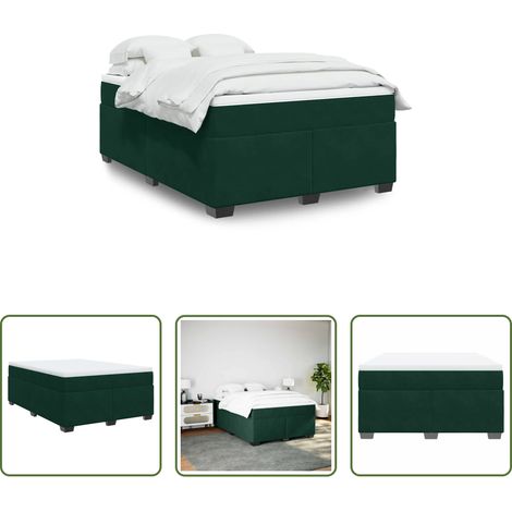 Matratze - Boxspringbett mit Matratze Dunkelgrün 140x200 cm Samt (1/5)