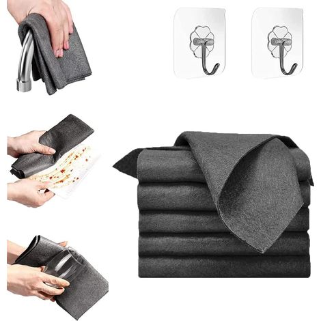 Chiffon Nettoyage Magique Noir – Microfibre Sans Traces, Réutilisable (Lot 5, 30cm) (1/5)