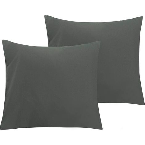 Lot de 2 Taies d'oreiller en Microfibre avec Fermeture éclair, Taie d’Oreiller Facile à Laver et Super Doux, 50x75cm, Gris Foncé (1/5)