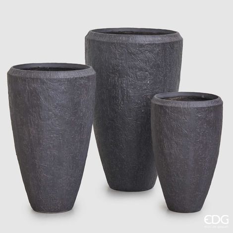 EDG Vaso Roccia Svasato Dark Grey H 98