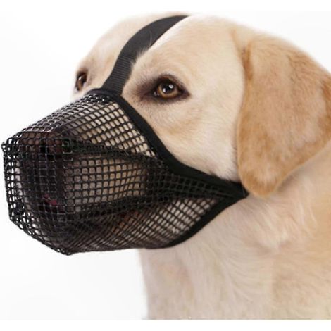 Muselière chien en maille souple réglable, anti-morsure et anti-léchage, maintien sûr avec sangles confortables, protection contre appâts toxiques, taille adaptable (1/5)