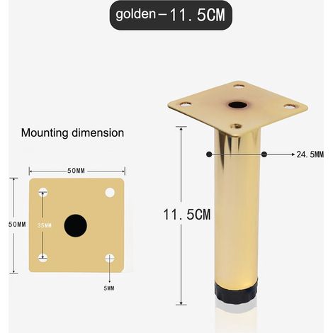 Pieds De Meuble Réglables - Acier À Froid - Hauteur Réglable 10 mm - Pour Canapés Tables Armoires Lits - 9 5 cm 11 5 cm 12 5 cm 14 5 cm - Noir Ou Doré - Lot De 4 (1/5)
