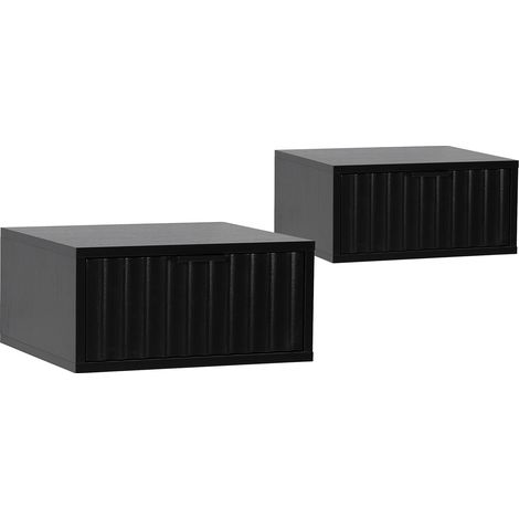 2er-Set Schwebende nachttische Lluvia 1 schublade Schwarz