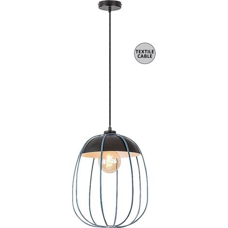 Lampada sospesa Svens E27 1x Max.40W Metal Matt Nero, blu H: 150 cm Ø27 cm Dimmabile (1/5)