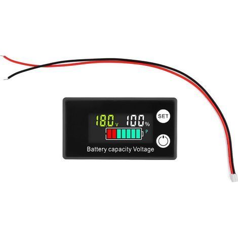 Moniteur de capacité de batterie multifonction DC 8-100 V LCD Voltmètre avec capteur de température et alarme pour voitures, bateaux et camping-cars. (1/4)