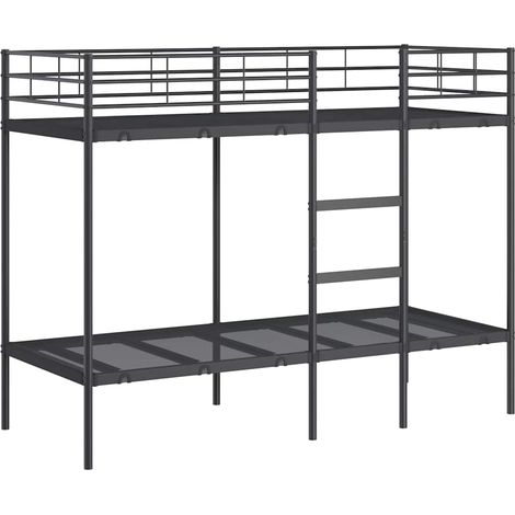 Lit simple  Lit adulte  Lit superposé sans matelas noir 80x200 cm acier (1/5)