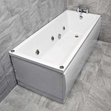 Whirlpool Spa Bath Slim Rim Square 1700mm x 750mm Sansa with Chrome Jet Options, 6 Jets