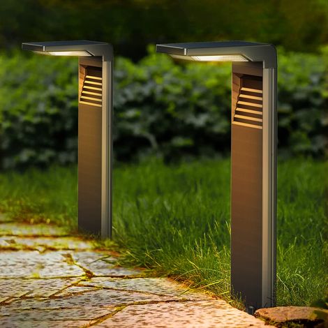 Luce solare a LED per esterni, 2 modalità di illuminazione, luce bianca calda, impermeabile IP64 per uso esterno, cortile, giardino, illuminazione del prato, 2 pezzi
