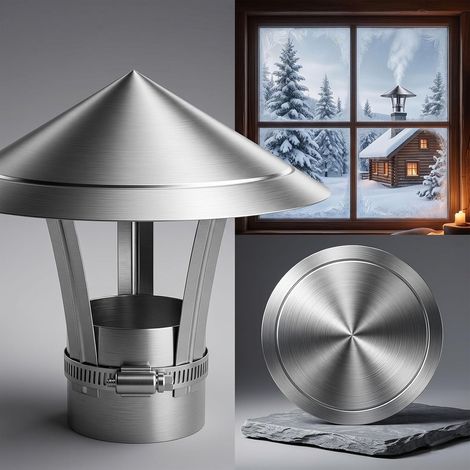 Hotte de Cheminée Extérieure Ajustable Chapeau Chinois de Toit Coupe Vent Pluie Couverture pour Conduit (1/5)