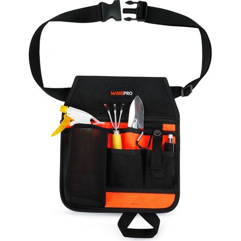 Sac banane à outils de jardin avec ceinture réglable - Avec anneau de suspension pour marteau et sac à outils avec compartiments - Pour jardiniers, charpentiers et fleuristes - Taille unique (1/5)