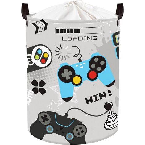 Panier Rangement Bébé Manette de Jeu Corbeille à Linge Sale Garçon Fille Vêtement Boite de Rangement Jouet Salle de Bain Chambre à Coucher, Gris, 36x45 cm (1/5)