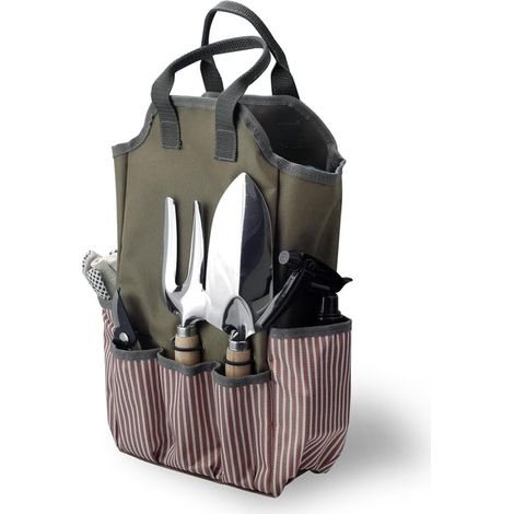 Große Gartenwerkzeugtasche, Garten-Tragetasche, wasserdichte Gartentasche aus Oxford-Stoff, Mehrzweck-Werkzeug-Organizer für Zuhause, Outdoor, Garten, Rasen, Hof, Braun