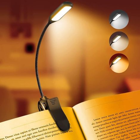 Leselampe mit Klemme, 14 einstellbaren LEDs, langlebiger Akku und 3 Beleuchtungsmodi (Lesen, Nachtlicht, Schlaflicht) – flexibles, kompaktes Design für Schreibtisch, Bett oder Sofa