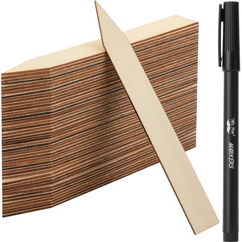 60 étiquettes en bois pour plantes, marqueurs et étiquettes à suspendre pour le jardinage extérieur - Imperméables - Étiquettes pour le nom des plantes - Bâtonnets pour graines (1/3)