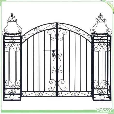 Portillon ornemental de jardin - FAFEICY - 49419 - Fer forgé - 122 x 20,5 x 100 cm - Noir (1/5)