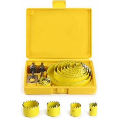 Scie Cloche Coffret, Scies Cloches Trepan Ø19127mm Kit Complet Dans un écrin Avec des Mandrins et des Dispositifs pour Bois Plâtre Plastique PVC Fabriqué en Acier Trempé de Haute Qualité A3 (1/5)