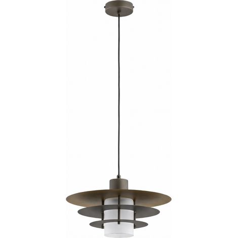 Suspension industrielle à disques superposés marron satiné 1 lumière E27 15 W ELEN Alfa (1/2)