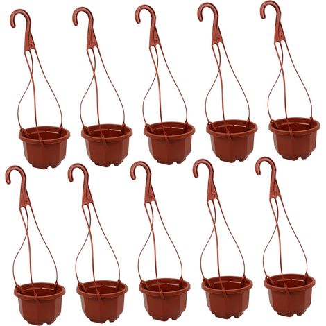 Jardinières suspendues octogonales, design pratique et peu encombrant, en plastique avec crochets (1/5)