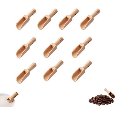 10 mini cucchiaini in legno per chicchi di caffè, mini cucchiaini in legno per spezie, utensili da cucina, cucchiaini per sali da bagno, cucchiaini per spezie, 7,6 cm x 2,3 cm per il bagno (1/5)