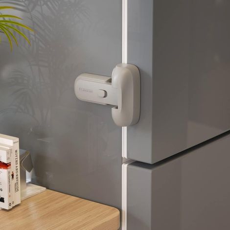 CSPARKV 2 Pack Mis à jour à l’épreuve des enfants Réfrigérateur/Réfrigérateur/Congélateur Serrure de porte Appliquer à Max 1 « (25mm) Bande d’étanchéité, pas besoin d’outils ou de perceuse (Gris) (1/5)