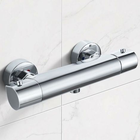 Thermostat-Brausebatterie, Thermostat-Brausebatterie, Duschhahn, Thermostatmischer mit Sicherheitsverriegelung, 38 ℃ Thermostatdusche aus Messing, Chrom (1/5)