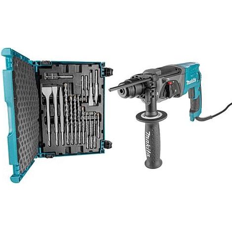 Perforateurs-burineurs Makita HR2470, 780 W avec Kit de forets et burineurs 17 pièces