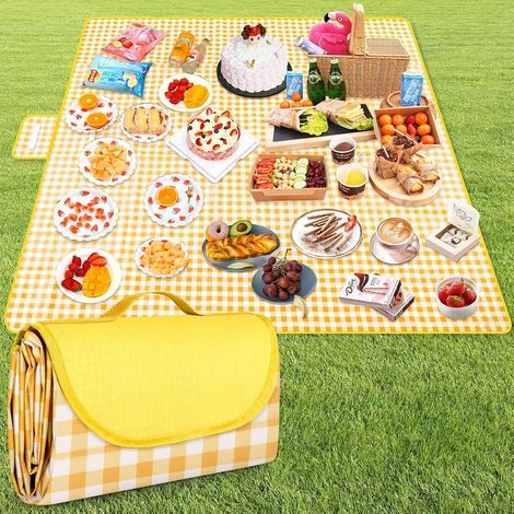 Picknickdecke (200 x 200 cm), tragbare, faltbare, wasserdichte Campingmatte, sandfreie Strandmatte, geeignet zum Wandern, Reisen, Camping, für Outdoor-Aktivitäten und Parks (1/5)