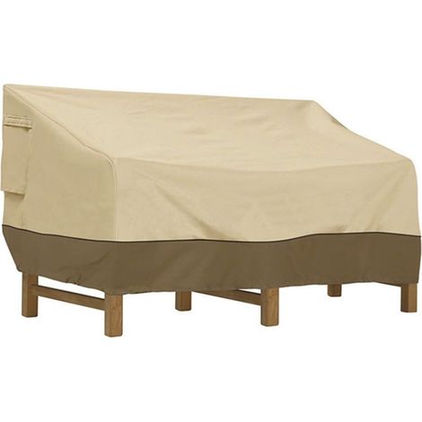 Housse de protection de banc, housse de banc de jardin en tissu Oxford imperméable, housse de banc d'extérieur, protection UV, housse de canapé coupe-vent – Blanc cassé 210D : 147 × 83 × 79 cm (1/4)
