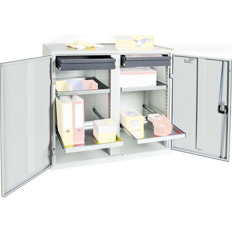 Stumpf Werkzeug- und Materialschrank Serie 3000 lichtgrau + 2 Schubladen 100 mm + 4 Auszugsboden - 3002207 (1/5)