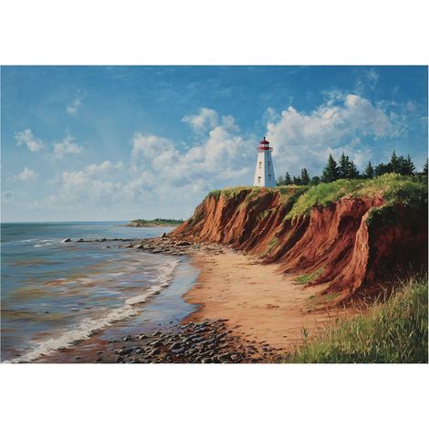 Fototapete Ozean Leuchtturm Natur – Großformat Wandtapete 150x105 cm – Für Wohnzimmer & Schlafzimmer