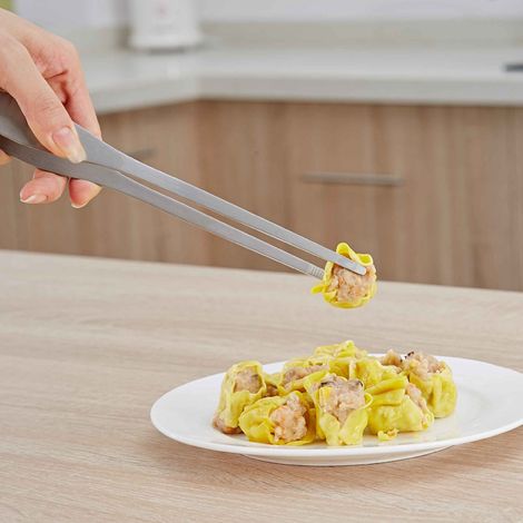 Lange Edelstahl-Grillzange mit Steakklemme, Küchenhelfer für Restaurants (1/5)
