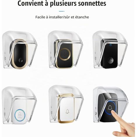 Transparent Waterproof Cover for Doorbell Button, Plastic Flip Outdoor Housing Wireless (9.7 x 6.4) (1/4)
