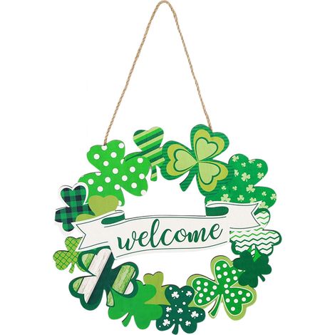 Porte-Plaque En Bois - Porte-Plaque De Porte Saint-Patrick Forme Trèfle - Décoration Intérieure Et Extérieure - 1 Pièce (1/5)