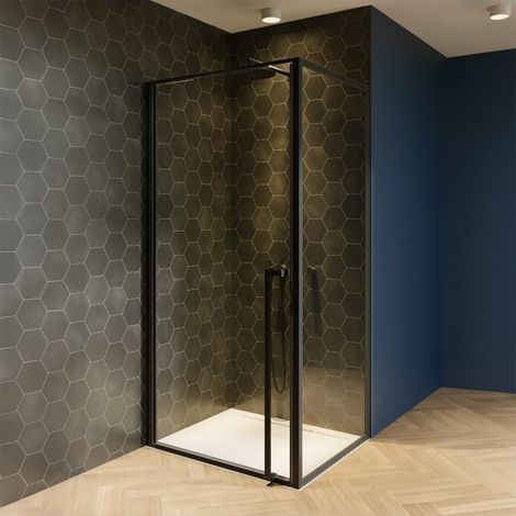 Cabine de douche d'angle LUCID 201 RIHO 80x100 x200cm avec porte battante (1/4)