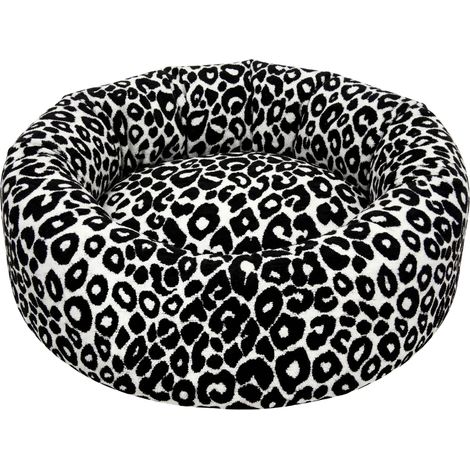 MOKA - Panier chien/chat tissu imprimé animalier - M - Blanc