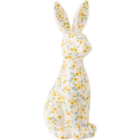 Statuette Lapin Déco "Fleurs" 32cm Multicolore (1/4)
