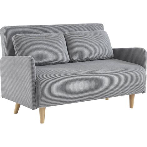sweeek - 2-Sitzer-Sofa mit Cordbezug und Holzfüßen, Cord, Hellgrau (1/5)