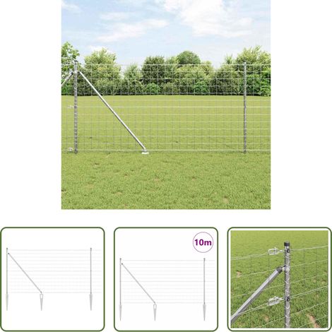 vidaXL Stahlzaun - Zaun mit Pfosten Silber 1 x 10 m Stahl (1/5)