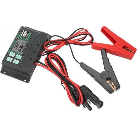 Solar battery controller for MPPT with USB output and display, portable device for monitoring and optimizing 12V/24V battery charging outdoors (30A) (1/5)