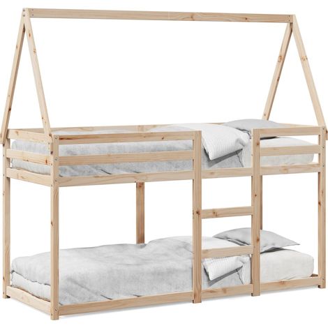 Maison Exclusive - Etagenbett mit Dach 75x190 cm Massivholz Kiefe