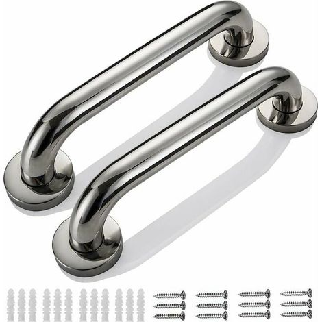 2pcs 30cm Barre dappui de Salle de Bain Barres de Sécurité Murale pour Douche Poignée de Baignoire Porte-serviettes en Acier Inoxydable pour Enfants Femme Enceinte Handicapés Personnes Agées (1/5)