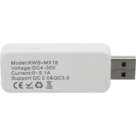 Détecteur USB avec Écran LCD, Contrôle d'Arrêt et Mesure de Puissance - Blanc (1/5)