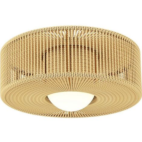 Plafonnier de style bohème, suspendu avec douille LED G9, abat-jour rond en corde de chanvre (1/5)