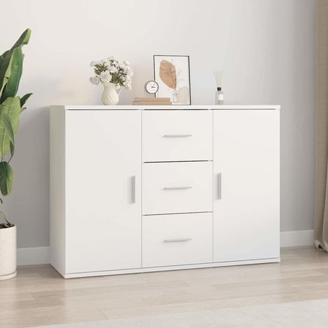 vidaXL Buffet blanc 91x29,5x65 cm bois d'ingénierie (1/5)